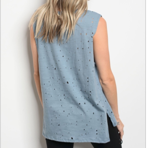 🆑 Distressed Powder Blue Tank - Picture 2 of 2